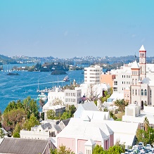 Aerial view of Bermuda coastal town